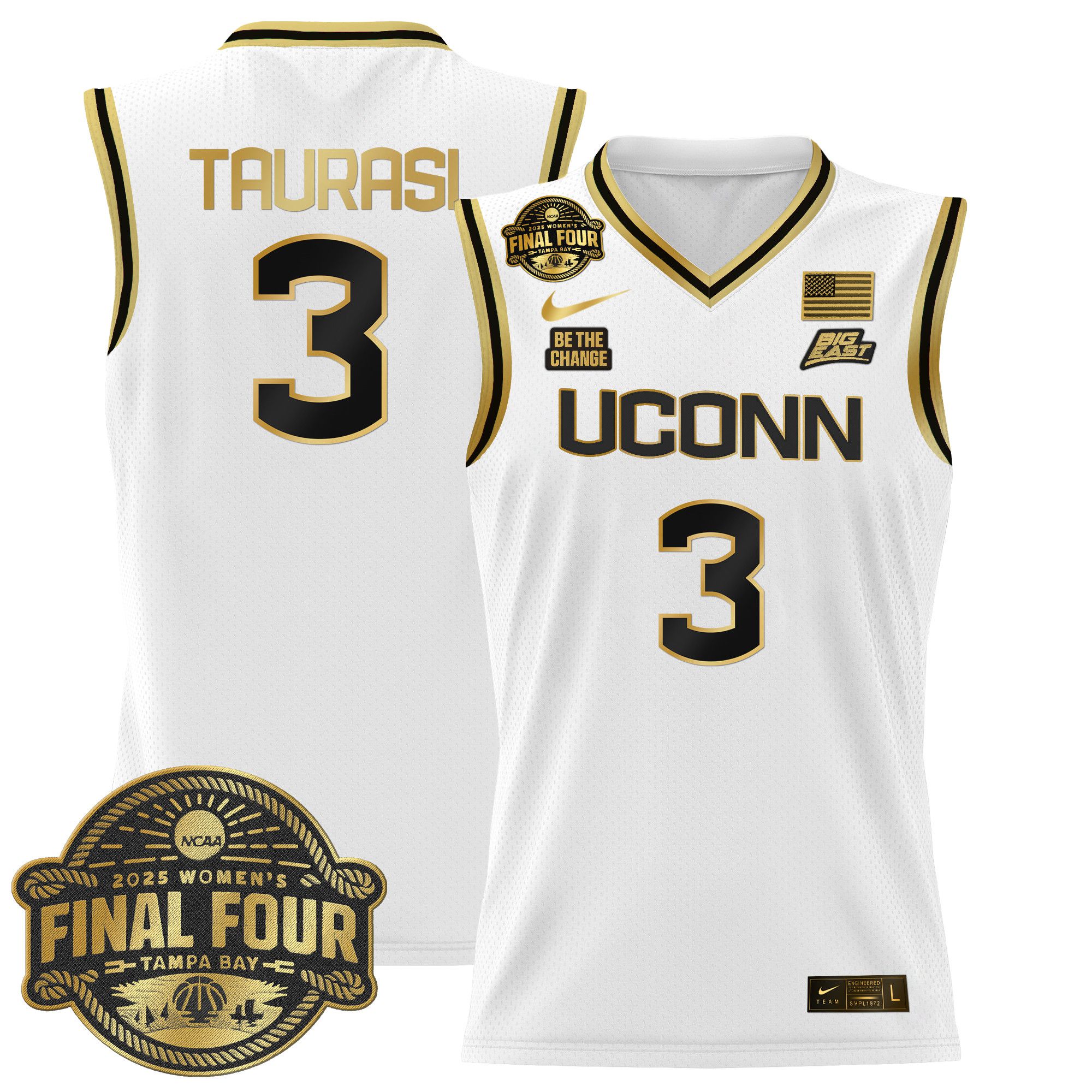 Men UConn Huskies #3 Taurasi White Nike 2025 Big Eat Final Four Patch Lightweight Basketball NCAA Jerseys->customized ncaa jersey->Custom Jersey